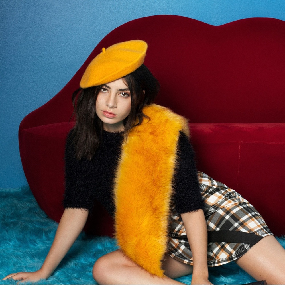 Charli XCX for Boohoo Black Furry Crop Top with Quarter Quarter Length Sleeves